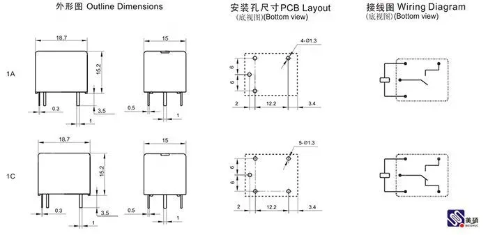 Meishuo 15a Power Relay 12v 24v 220v