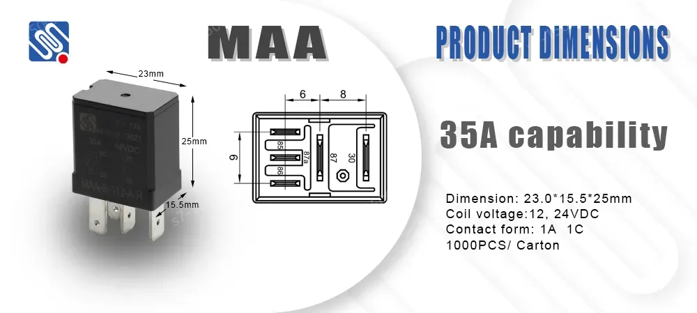 Meishuo MAA 5pin Auto Relay 12v 35a/28vdc 12v Dc 5pin Power Automotive Relay with 40a Rated Current for Car Spare Parts