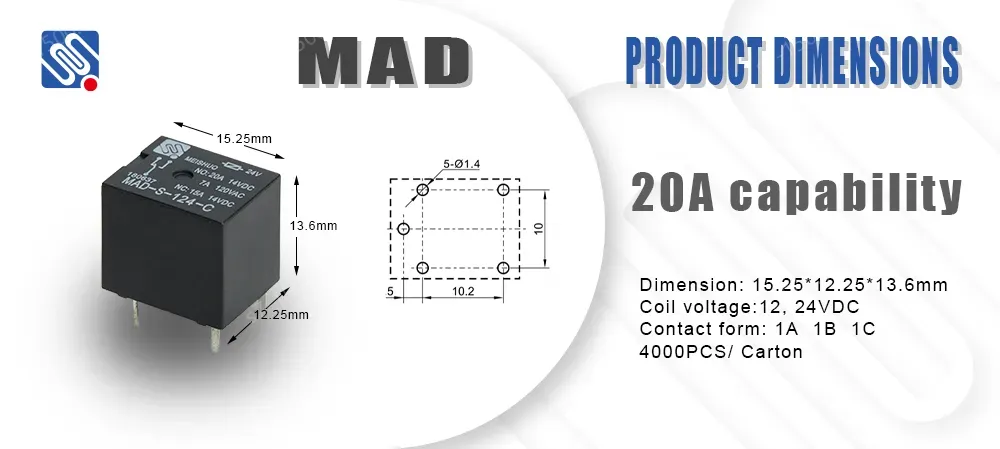 MEISHUO Factory Direct Sales New MAD-S-112-A Small Home Appliance Relay T78 12V DC 20A